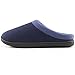 HomeIdeas Men's Woolen Fabric Memory Foam Anti-Slip House Slippers, Autumn Winter Breathable Indoor Shoes (Large / 11-12 D(M) US, Navy Blue)