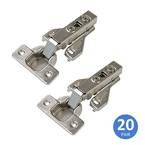 Soft Close Cabinet Hinges Satin Nickel, Full Overlay 105 Degree Opening Angle Clip On Face Frame Mounting Heavy Duty Kitchen Cabinet Hinges, 20 Pair - Thumbnail 7