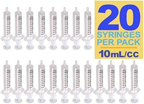 Oral Medicine Syringes 10 ml, Clear No Needle Syringes with Tip Caps for Medicine Administration, FDA Approved Oral Dispensers, 10cc, 20 Count