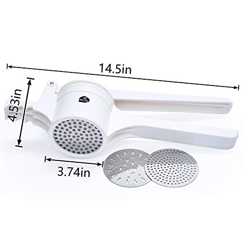 Nurch Potato Ricer, Fruit and Vegetables Masher Food Ricer Large Capacity with 3 Interchangeable Discs for Fine to Coarse Professional Baby Food Strainer and Press with Ergonomic Comfort Grip