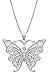 Honolulu Jewelry Company Sterling Silver Butterfly Necklace Pendant with Filigree Wings with 18
