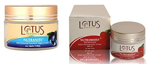 Lotus Herbal Nutranite Skin Renewal Nutritive Night Creme, 50g and Lotus Herbals Nutramoist Skin Renewal Daily Moisturising Creme, SPF 25, 50g