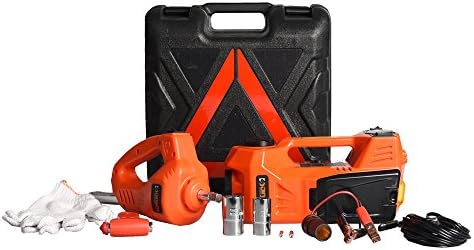 2200lb Roadside Emergency Kit Including 12V DC Electric Hydraulic Floor Jack with Inflatable pump and Electric Impact Wrench Tool Set (5.3-14.1 inch)