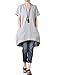 Mordenmiss Women's Cotton Linen Tunic Tops Hi-Low Dresses with Pockets