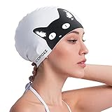 COPOZZ Kids/Adult Swim Caps, Silicone Waterproof Comfy Bathing Cap Swimming Hat for Long and Short Hair
