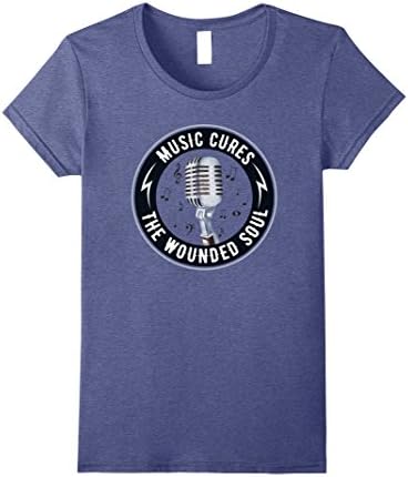 Womens Musician Apparel Music Cures Band Shirt Small Heather Blue