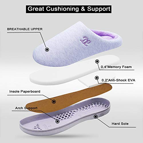 DL Womens Memory Foam Slippers, Slip on House Slippers for Women Indoor