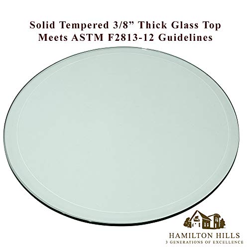 20 Inch Beveled Glass Table Top | 3/8" Thick Tempered Polished Edge | 20" Diameter 1" Bevel Premium Round Circular Plate Glass | Perfect Circle - Thumbnail 3
