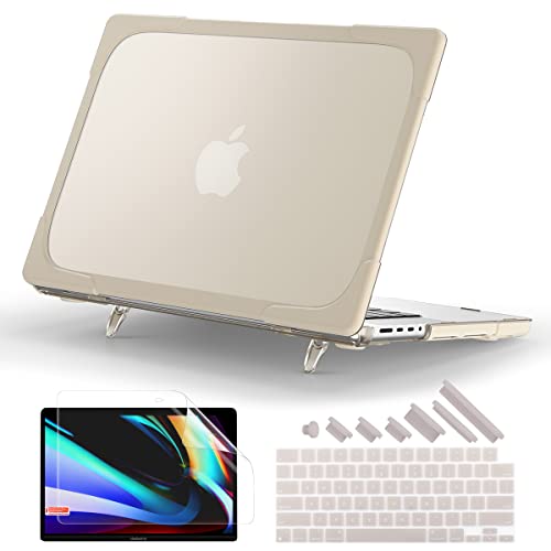 Batianda Shockproof Matte Case for MacBook Pro 14 Inch A2442 2021 Release,  Heavy Duty Protective Hard Shell Case with Fold Kickstand Keyboard Cover 