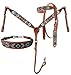 Showman 3 Piece Argentina Cow Leather Headstall & Breast Collar Set w/Aztec Beaded Inlays! New Horse TACK!thumb 2