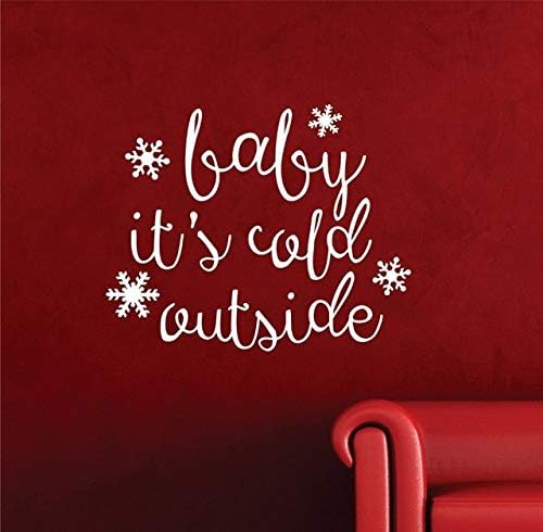 justwalls Baby It's Cold Outside Quotes Wall Stickers Merry Christmas Home Decor Kids Room Snowflake Wall Decal Vinyl Sticker Murals S-8