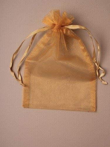 BEAUTIFUL LARGE DARK GOLD ORGANZA GIFT BAGS - FOR CHRISTMAS GIFTS PRESENT WRAPPING - PACK OF 12