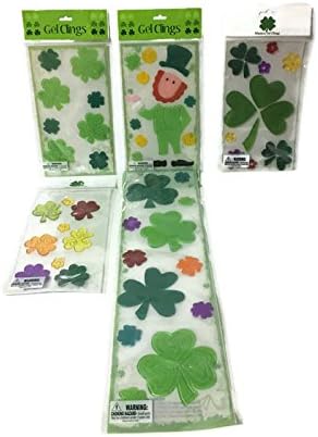 St. Patrick's Day Shamrock Multi Window Gel Clings Bundle: 5 Items- Gel Clings Variety