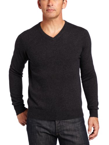 Williams Cashmere Men's 100% Cashmere V-Neck Sweater, Charcoal, Small