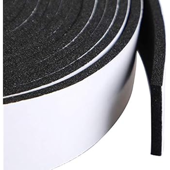 Foam Strips Adhesive 2 Rolls 1 Inch Wide X 1/8 Inch Thick, Neoprene Weather Stripping High Density Foam Tape Seal for Doors and Windows Insulation, Total 33 Feet Long (2 X 16.5 Ft Each)