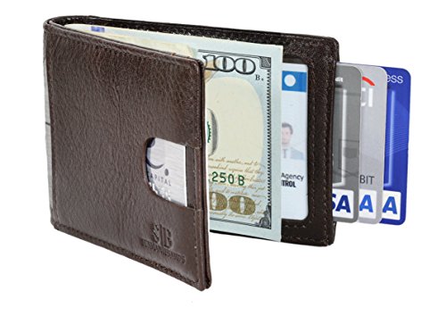 Travel Wallet RFID Blocking Bifold Slim Genuine Leather Thin Minimalist Front Pocket Wallets for Men Money Clip - Made From Full Grain Leather (Chocolate 1.0)