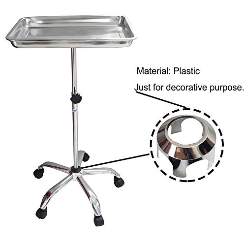 Konmee Mayo Instrument Stand with Mobile 5 Caster Base Mobile Medical Doctor Tattoo Spa Salon Service Instrument Procedure Trays with Lift Out Work Tray - Thumbnail 2