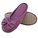 HomeTop Women’s Cozy Cashmere Cotton Closed Toe House Slippers with Cute Bow Accent (Medium / 7-8 B(M) US, Purple)