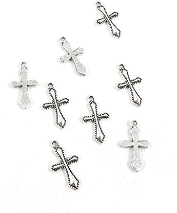 260 Pieces Antique Silver Tone Jewelry Making Charms P6NW3 Latin Cross Pendant Ancient Findings Craft Supplies Bulk Lots