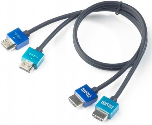 SlimHDMI 0.5m (50cm) Twin-Twin Cable, The World's Slimmest HDMI Lead? (Gold Plated, 1080p, 3D, High Speed, ARC)