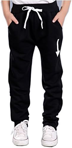 Big Boys' Straight Pants Cotton Youth Sports Relaxed-Fit Twill Pull on Sweatpant