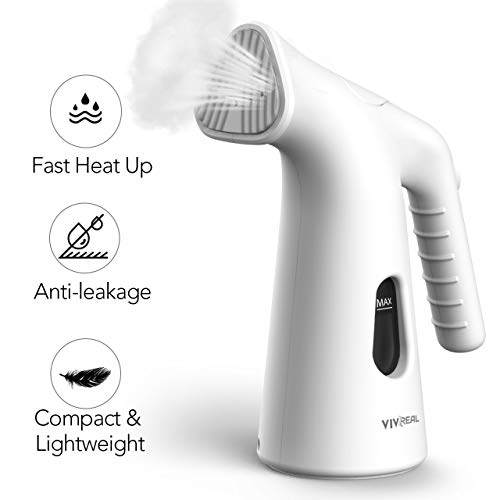 VIVREAL Steam Iron for Clothes, Handheld Garment Steamer for Soft Fabrics and Clothes, Fast Heat-Up, Auto-Off, Remove Wrinkles/Sterilize/Sanitize/Defrost, 120ml Clothes Steamer for Home Office Travel