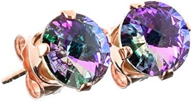 Classic Collection Sterling Silver 14k Rose Gold plated Crystal Stud Earrings. Made with sparkling Starlight crystal stones. Gift box