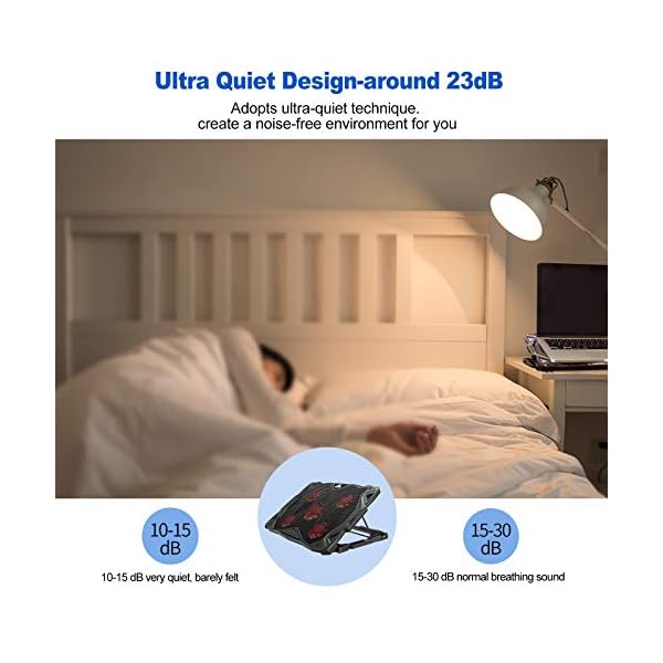 Pccooler-Laptop-Cooling-Pad-Laptop-Cooler-with-5-Quiet-BlueLED-Fans-for-12-173-Inch-Laptop-Dual-USB-20-Ports-Portable-6-Angle-Adjustable-Laptop-Stand-for-Gaming-Laptop Pccooler Laptop Cooling Pad, Laptop Cooler with 5 Quiet Red LED Fans for 12-17.3 Inch Laptop, Dual USB 2.0 Ports…