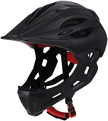 ZHYY Bike Helmet kid Full Covered Face protection Detachable Suitable for Balance Bike Cycling Motocross MTV BMX Breathable Safety Multicolor,allblack
