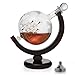 The Wine Savant Etched World Globe Decanter with Antique Ship (Mahogany Stained Wood)