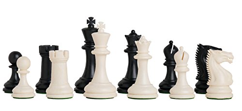 The Zurich Plastic Chess Set - Pieces Only - 3.875" King - Black & white - by US Chess Federation