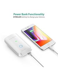 RAVPower FileHub Plus, router de viaje inalámbrico, tarjeta SD portátil, unidad de copia de seguridad de disco duro, DLNA NAS compartiendo medios Streamer 6700mAh batería externa Pack para Android, portátil, teléfono móvil, iPad Pro, Blanco