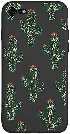 MAYCARI Cute Cactus Cover Cases for iPhone X/iPhone XS, Full Protective Soft Silicone Rubber Matte TPU Cover Slim Fit Phone Case for Men Women Girls - Black