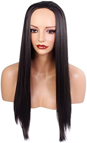 Ladies 3/4 Half Wig - Darkest Brown #2 - Straight Style - 22 Inch / 56 cm - 250g - Japanese Heat Resistant Synthetic Fibre - Clip In Hairpiece Extension - Looks and Feels like Real Hair