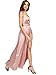 SheIn Women's Sexy Satin Deep V Neck Backless Maxi Party Evening Dress Pink# X-Small