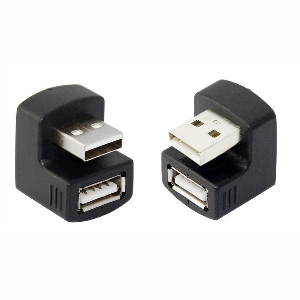 chenyang 2pcs USB 2.0 Male to Female Extension Adapter Low Profile Up & Down Direction Angled 360 Degree