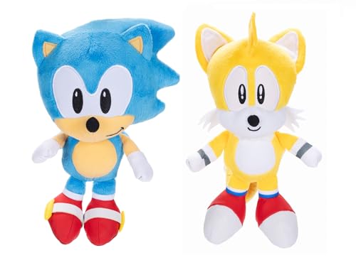 JAKKS Pacific Sonic The Hedgehog 9" Plush 2-Pack, Sonic & Tails Collectible Stu…