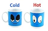 Coffee Mug - Blue Wake Up Color Changing Heat Sensitive Ceramic Cup - 11oz