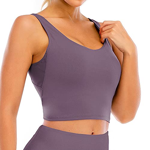 Loovoo Women Sports Bra Fitness Workout Running Yoga Tank Top Shirts Workout Running Crop Tank Tops Purple M