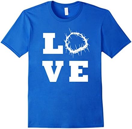 Mens Jesus Christ Love Crown of Thorns T-Shirt XL Royal Blue