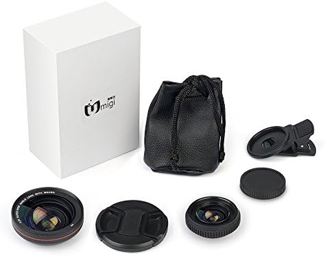 2 in 1 58MM mobile phone lens kit SLR camera lens 0.5X super Wide Angle Lens + 13X Macro Lens Professional HD camera lens for iPhone, most smartphone, iPad universal Clip-On Black