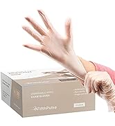Clear Vinyl Disposable Gloves Medium 50 Pack - Latex Free, Powder Free Medical Exam Gloves - Surg...