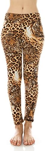 Me in California Women's Comfy Extra Soft Brushed Animal Tiger PAW Printed Lined Leggings Fleece One Size 061
