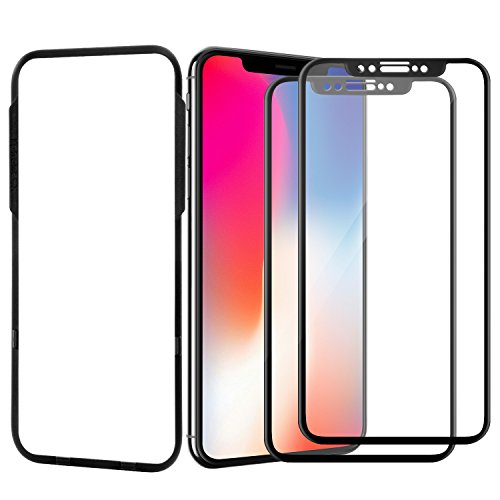 iPhone X Screen Protector, Bestfy 2-Pack iPhone X Tempered Glass Screen Protector with Installation Tray, [2.5D Curved] [Full Coverage] [Easy Installation] for Apple iPhone X /10 2017 (Black Edge )