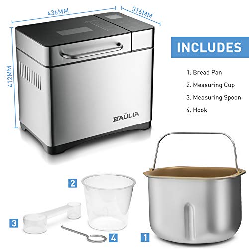 Baulia Custom loaf Automatic Bread Maker Machine - 17 Programmable Bread Types Settings - Thumbnail 6