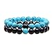 QSKS Couples His and Hers Bracelet Blue Turquoise&Black Agate Beads Distance Bracelet