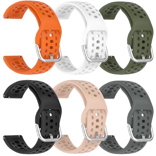 CHULN 6 Pezzis Cinturino per Amazfit Active 2/Active/Active 3 Premium/Garmin Vivoactive 5/Amazfit GTS/GTS 2/2 Mini, 20mm Regolabile Sportiva Cinturino in Silicone Morbido di Ricambio per Smartwatch.