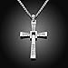 Naivo Cross Necklace 18K White Gold Plated Made with Austrian Crystal Toretto's Cross Chain Necklace Fast and Furious Inspired Religious Cross