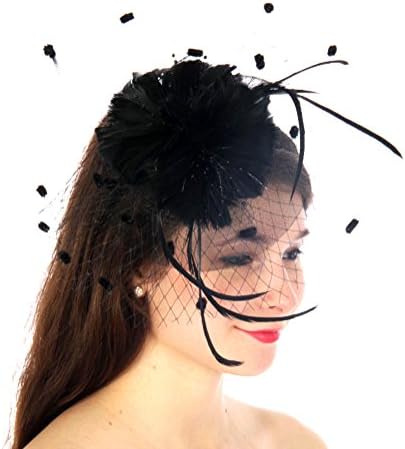 fashion2100 Feather Flower Corsage Fascinator Black