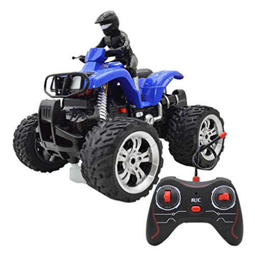 Onefa Kids Toy Remote Control Car Off-Road Motorcycle Four-Way Vehicles 360° Rotating (One Size, Blue)